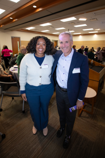 Fourth-year student Alexis Moore with medical school Dean Michael Waldrum, MD, at the annual ECU Health Foundation Scholarship Luncheon at Eastern AHEC on Nov. 7, 2025.