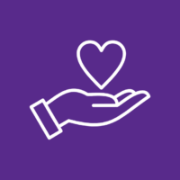 icon- hand with heart purple